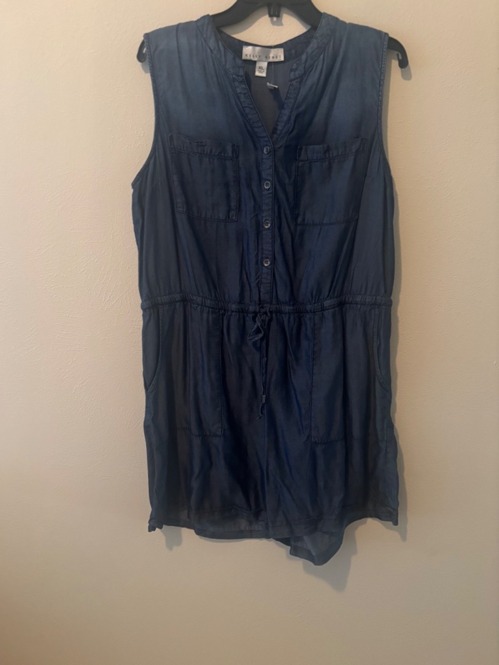 Kelly Renee Women's Chambray Stretch Denim Romper w/Belt - Size XL